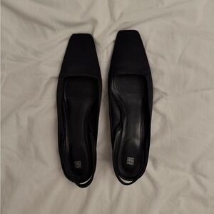 Toteme Black Square-Toe Slingback Flats